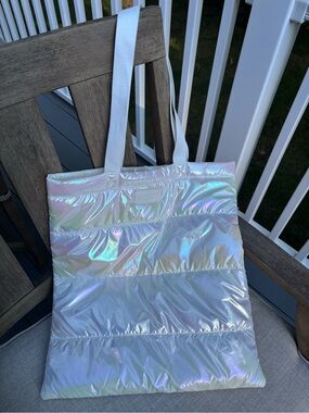 Bath and Body Works Limited Edition Iridescent metallic pearl Quilted Tote Bag